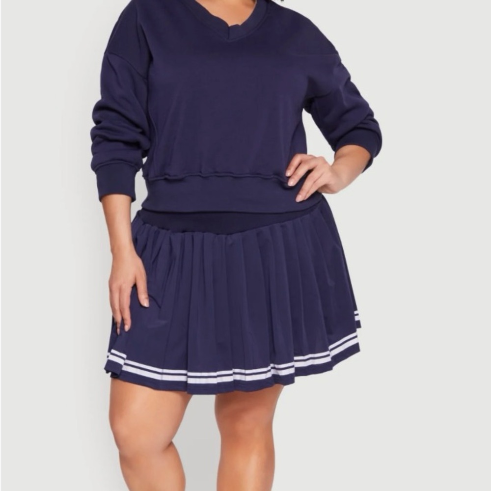 Navy Blue Pleated Tennis Skort